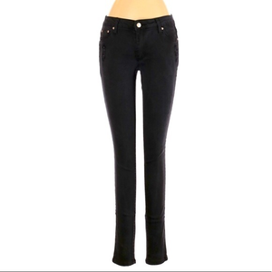 Tractr 27‎ black wash mid rise stretch cotton blend distressed skinny jeans